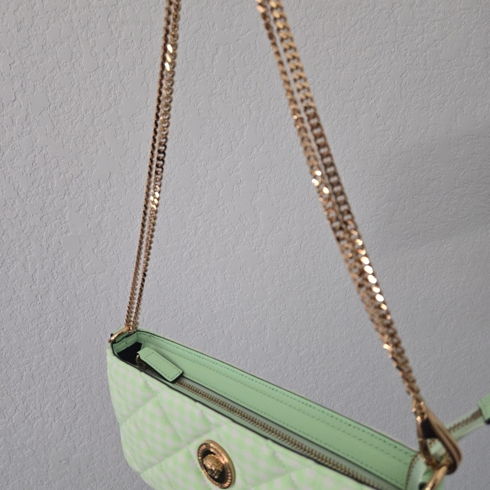 Versace Green Checkered quilted Crossbody Bag NWOT - Picture 6 of 12